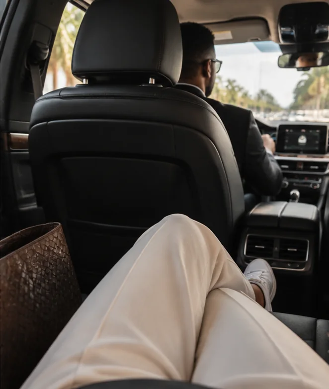 View from the back seat of the car during the ride